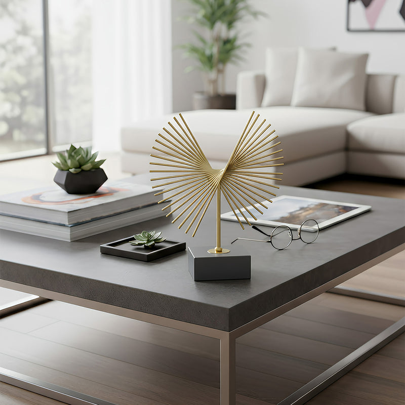 ANYDECO 27cm Luxury Gold Metal Tabletop Home Decor Modern Art Living Room Display House Decorative Crafts Metal Ornaments