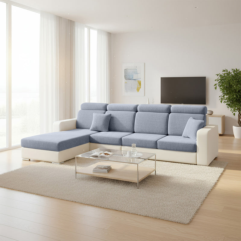 Anyseat Sofa Cover Pastel Blue L-Shape Polyester Chenille Thick Stretchable Cushion For Living Room Head Cushion Large