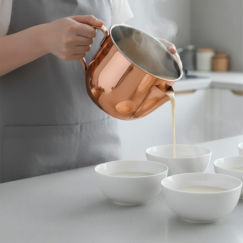 Anygleam Orange Stainless Steel Separator Pot 1000ML – Golden Oil Filter Bowl for Soup, Gravy, Water & Fat Removal Kitchen Tool