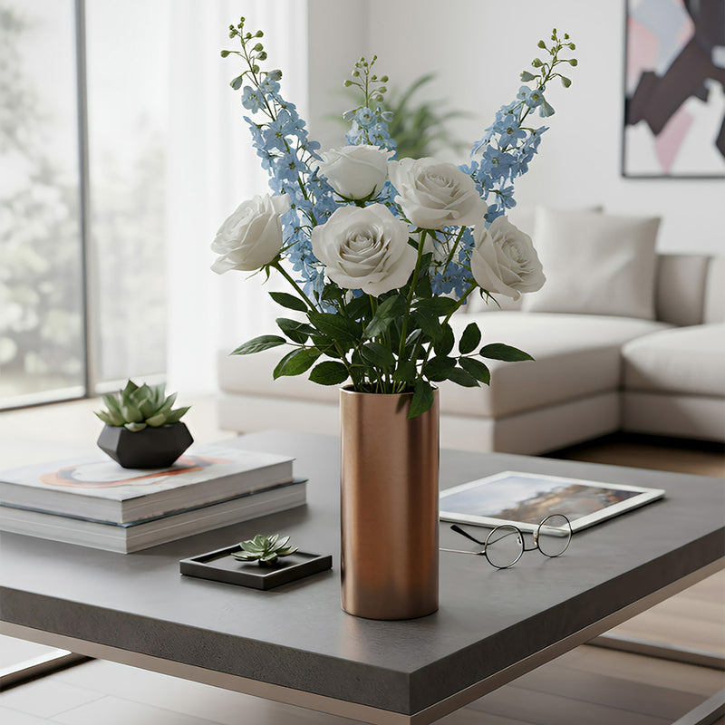 ANYDECO  30cm Maxery Gold Iron Flower Vase Tabletop Home Decor Modern Art Living Room Display House Decorative Crafts Metal Ornaments