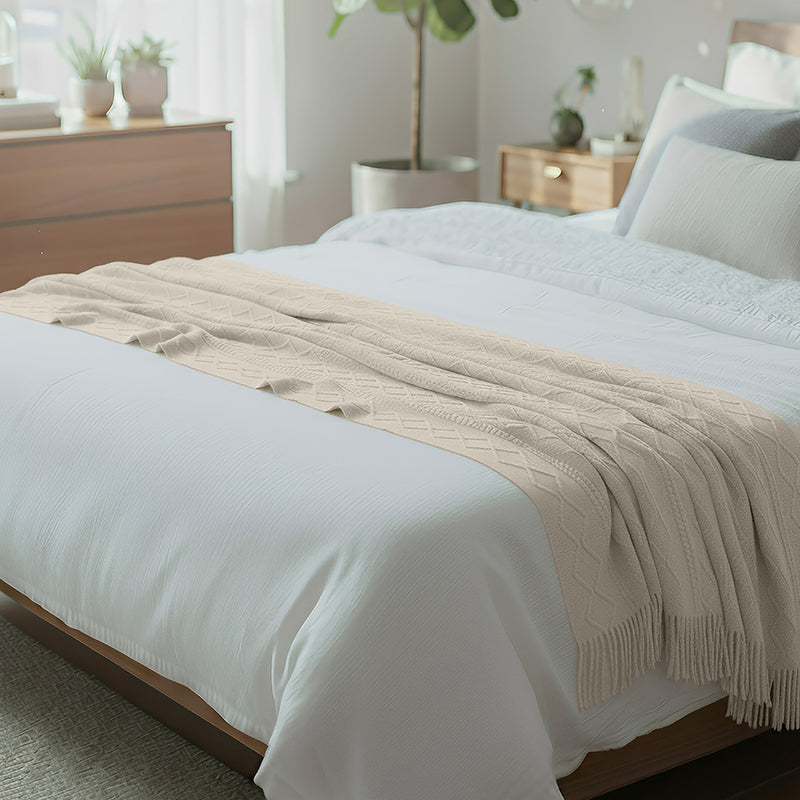 Anycozy White Faux Cashmere Throw Blanket Sofa Cover 150x230cm