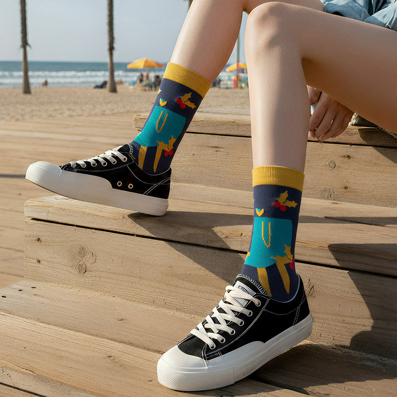 Anyfootwear 3 Pairs Women’s Art Holiday Cotton Socks Funny Gift Party