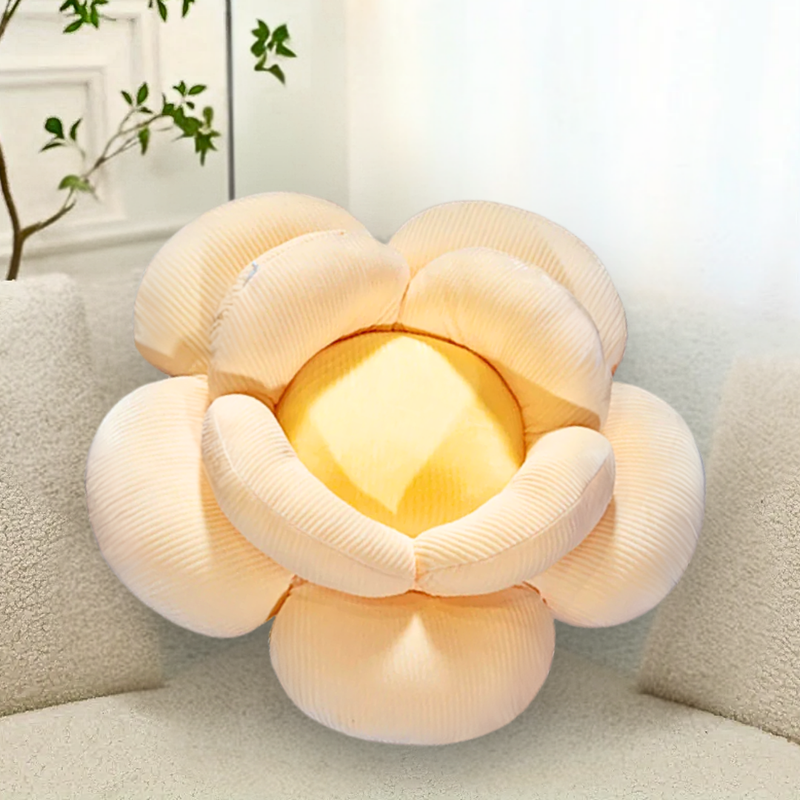 Anyseat Seat Cushion 2PC Beige Double Flower Shape Soft Bedside Floor Plush Pillow Home Decor