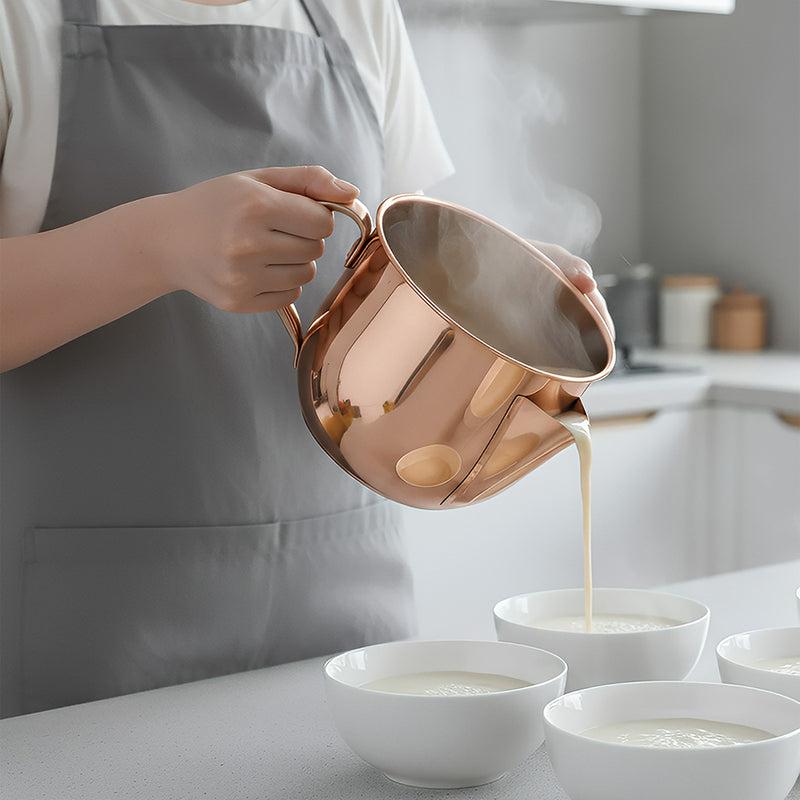 Anygleam Rose Gold Stainless Steel Separator Pot 1000ML – Golden Oil Filter Bowl for Soup, Gravy, Water & Fat Removal Kitchen Tool