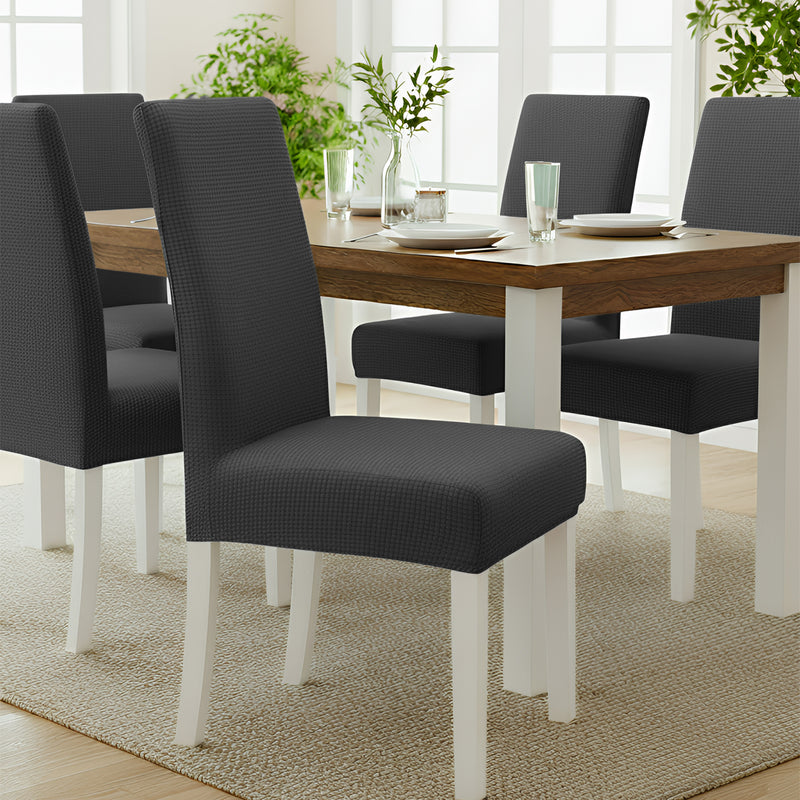 Anyseat Dark Grey Waterproof Chair Cover – Corn Kernel Pattern Stretch Slipcover for Dining Room