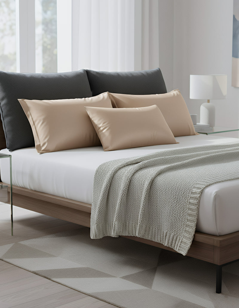 ANYHOUZ Pillowcase 50x75cm Gold Pure Real Silk For Comfortable And Relaxing Home Bed