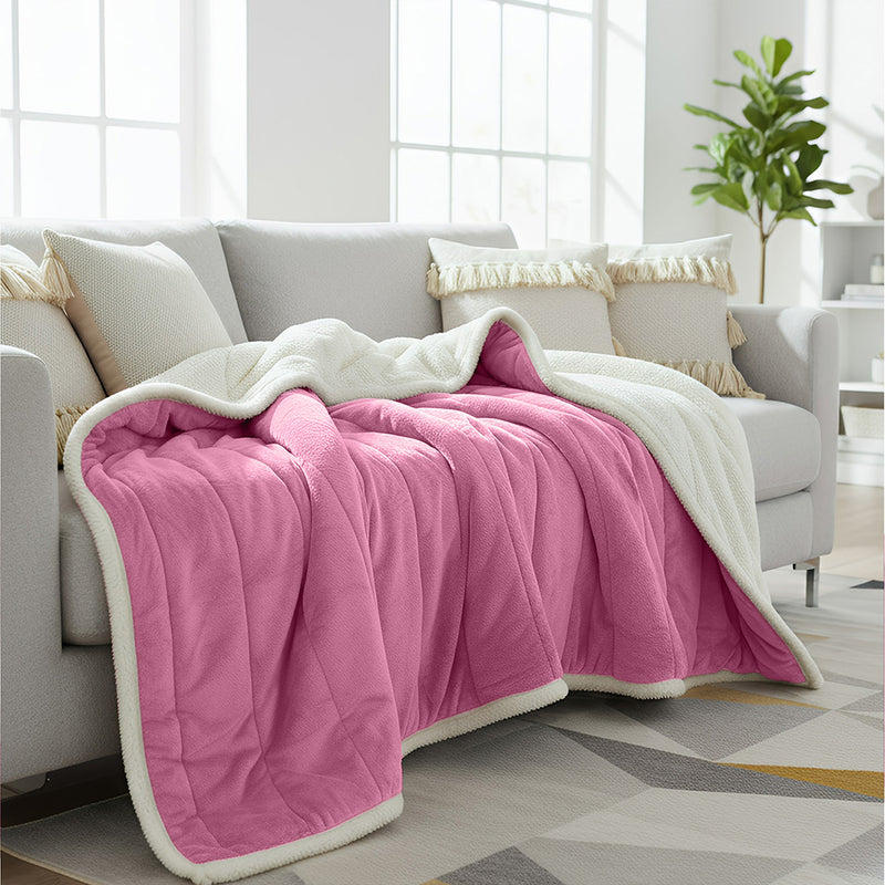Anycozy Light Pink Coral Fleece Blanket Warm 3-Layer Flannel 120x200cm