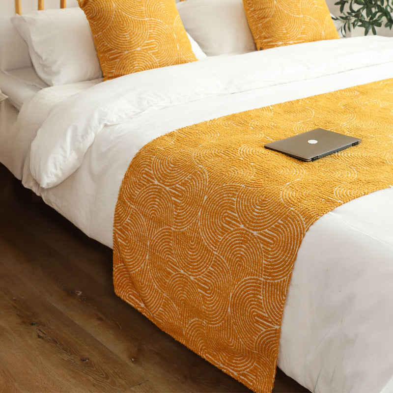 1.5m 3D Arched Bed Banner Vintage Scarf Runner Bedding Tail Pad Flag 3Pcs Set