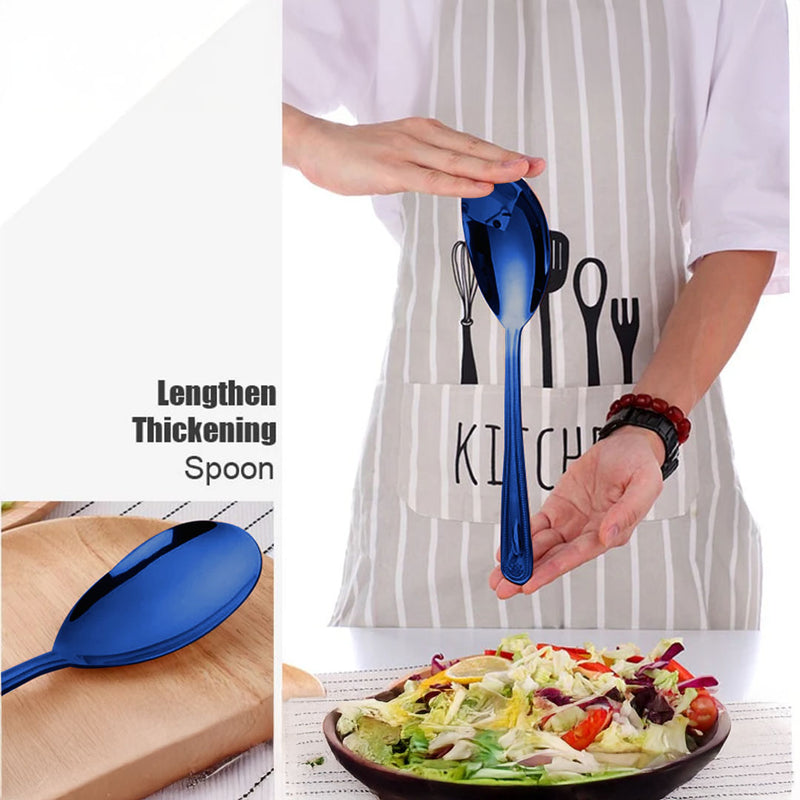 Anygleam Blue Giant Spoon & Fork Set – 2-Piece Stainless Steel