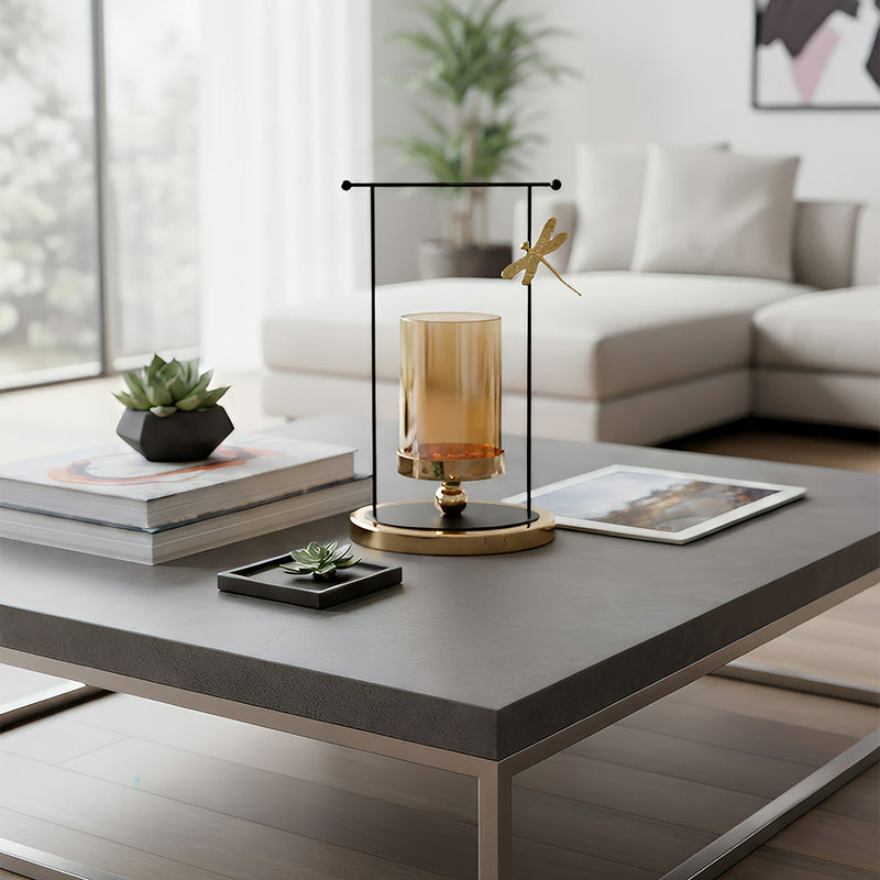 ANYDECO 34cm Candle Holder Flower Vase Tabletop Home Decor Modern Art Living Room Display House Decorative Crafts Ornaments with Metal Base