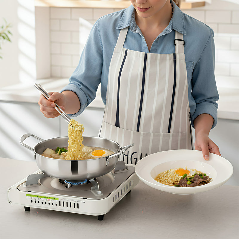 Anygleam Stock Pot Silver-L Stainless Steel HotPot Without Lid Single-Layer Cooking Soup Noodle Sea Food Home Kitchen Restaurant Tools