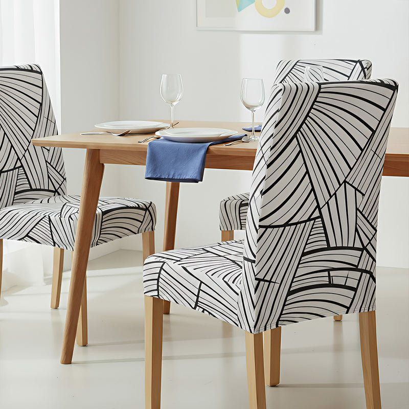 Anyseat Black Pattern Print Elastic Chair Cover – Plain Dining Slipcover & Home Décor