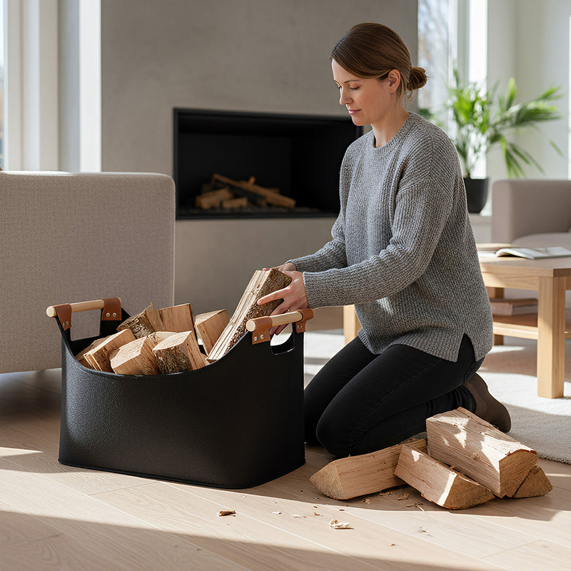 Anysort Storage Bag Black Basket Fire Wood Fruit Vegetable Flower Plant Organizing Rack Container