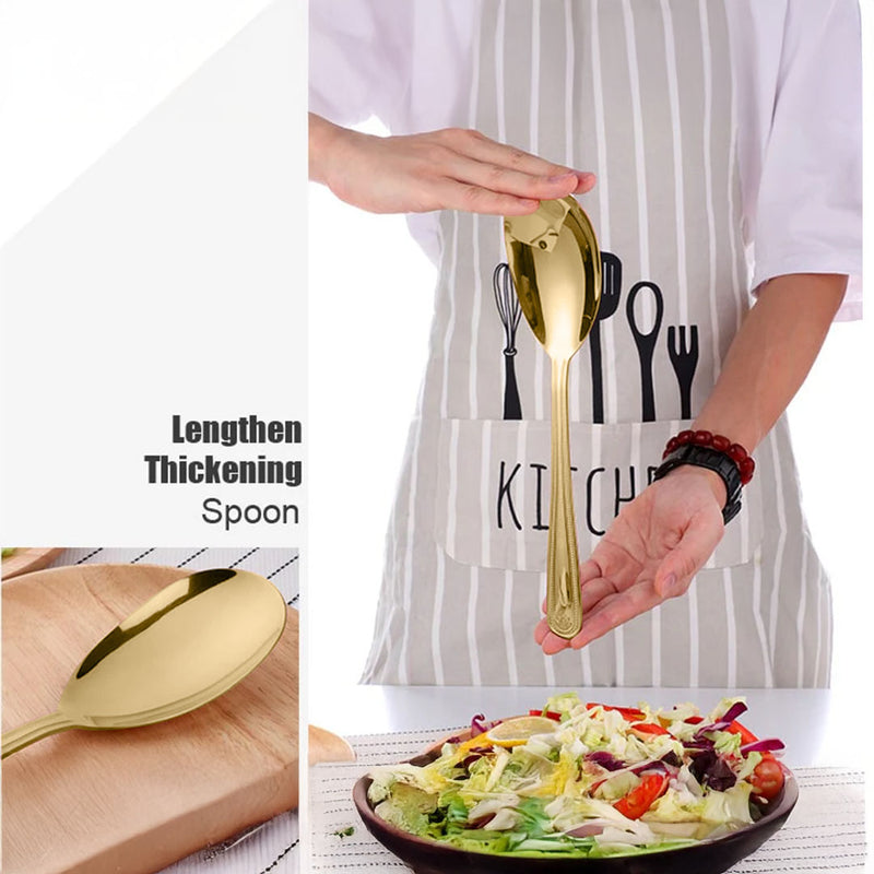 Anygleam Gold Giant Spoon & Fork Set – 2-Piece Stainless Steel