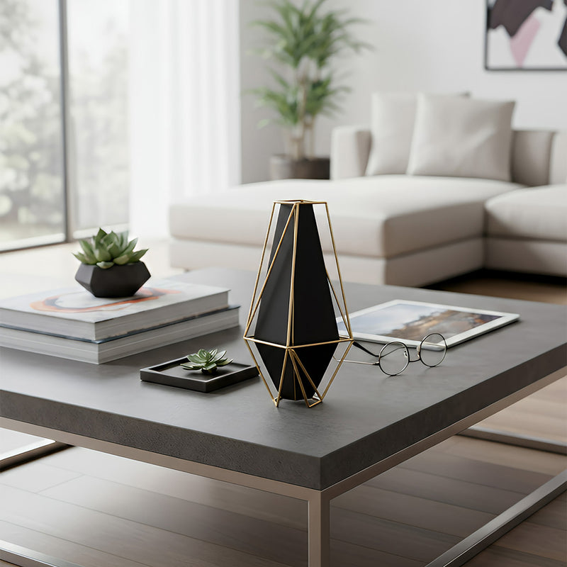 ANYDECO 39cm Gold Black Luxury Tabletop Home Decor Modern Art Living Room Display House Decorative Crafts Metal Ornaments