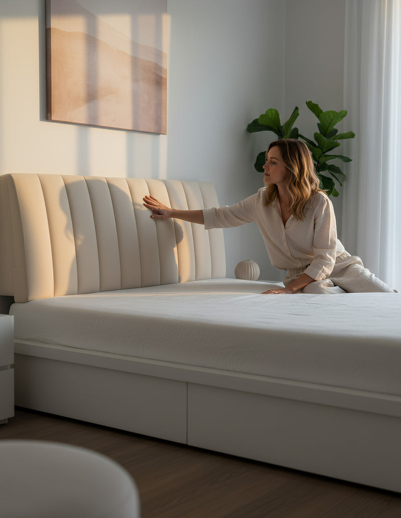 Anycozy Headboard Cover Off White Short Plush Super Soft Smooth Quilted Velvet Bed Back Dust Protector Cover 160x70cm