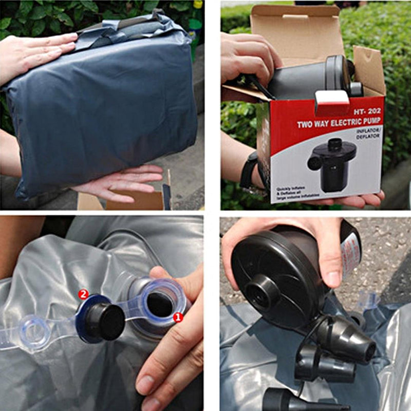 Inflatable Car Mattress 2PC Portable Travel Camping Air Bed Rest Sleeping Bed Black