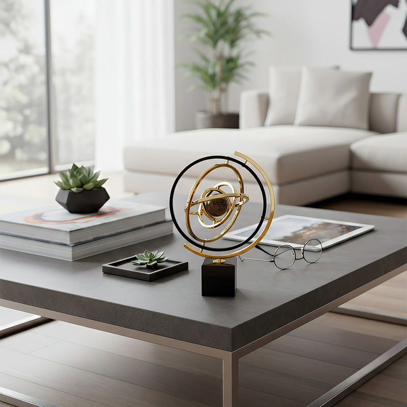 ANYHOUZ 43cm Metal Globe Tabletop Home Decor Modern Art Living Room Display House Decorative Crafts Ornament