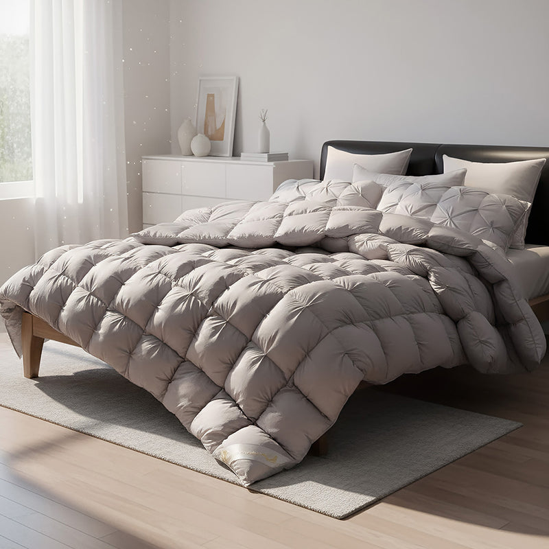 ANYHOUZ Duvet Cover Dark Grey Luxury Breathable Puffer Bed Comforter