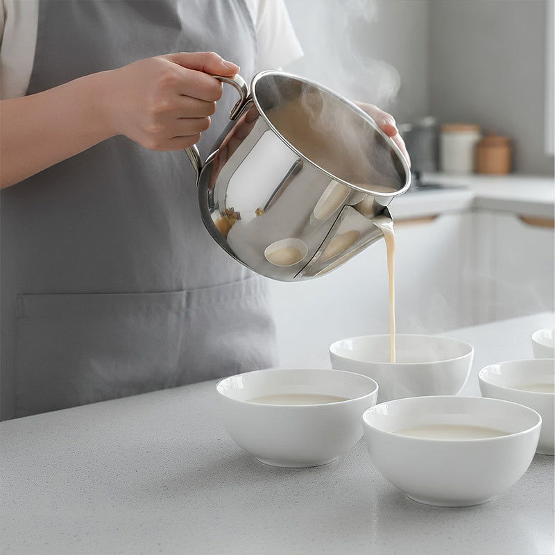 Anygleam Silver Stainless Steel Separator Pot 1000ML – Golden Oil Filter Bowl for Soup, Gravy, Water & Fat Removal Kitchen Tool