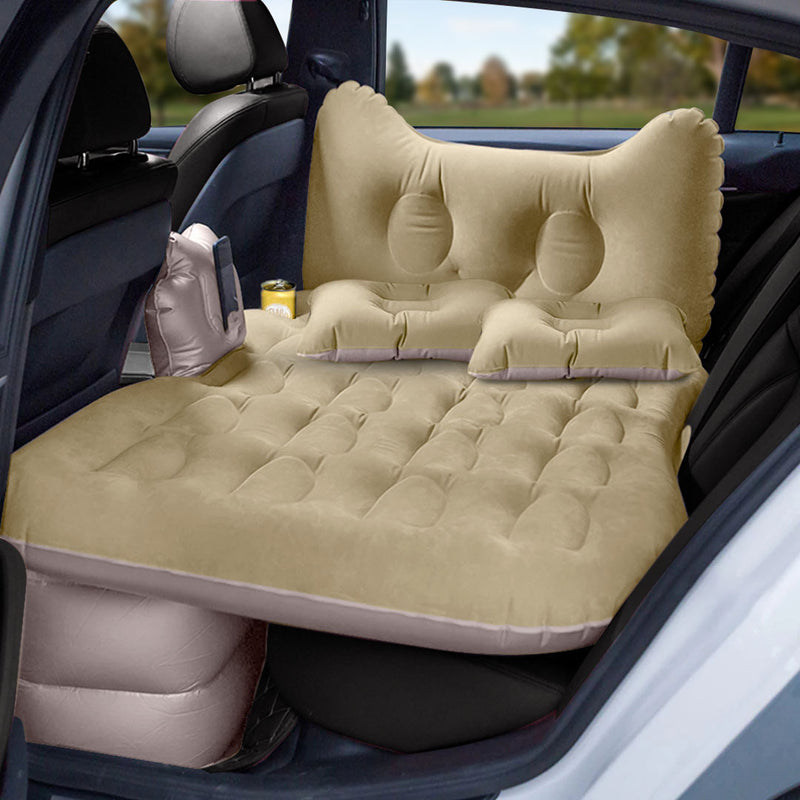 Anypack Beige Honeycomb Inflatable Car Mattress Portable Camping Air Bed Travel Sleeping Kit Essentials