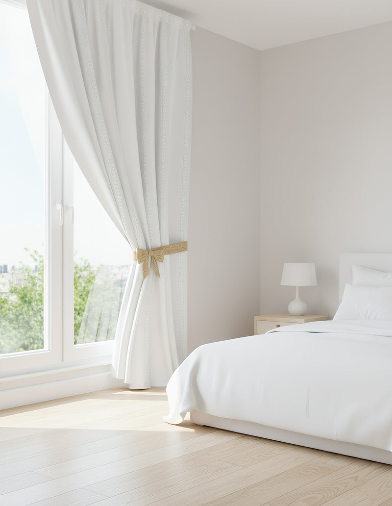 Anydrape Curtain White 132cmx213cm Embroidered Lace Fashionable Window Curtain