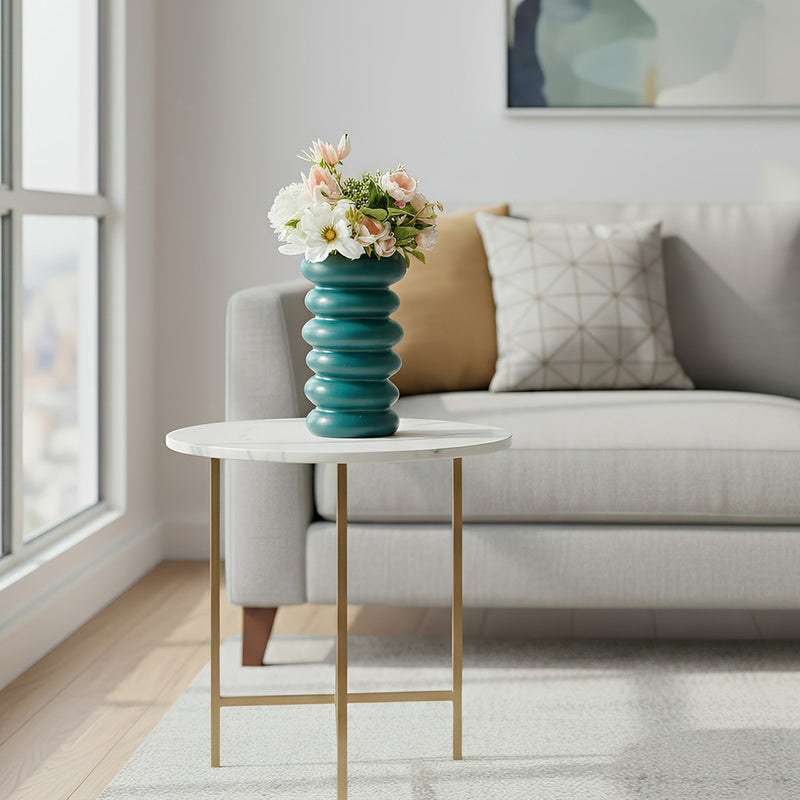 ANYDECO Flower Vase Blue Medium Nordic Plastic Spiral Pot Home Decor