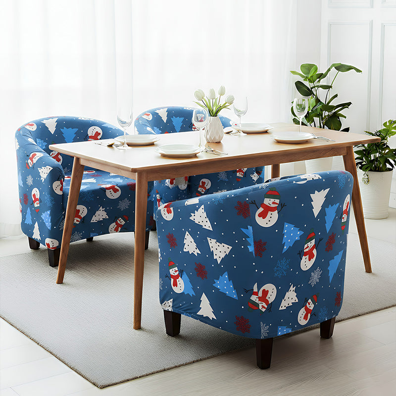 Anyseat Chair Cover Blue Christmas Design Dust Proof Tub Slipcover Home Decor