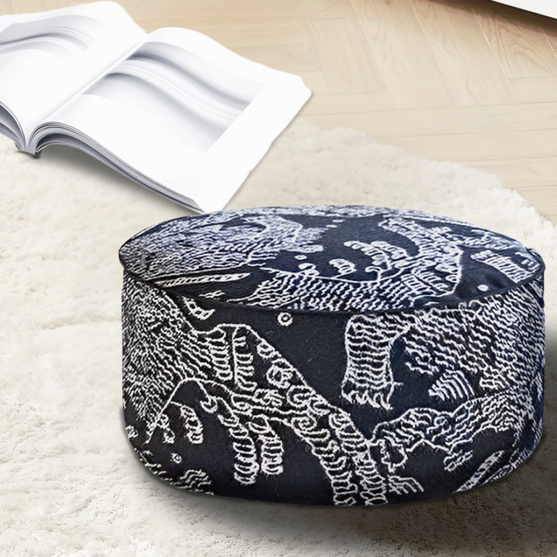 Anypillow 2PC 50x30CM Black Round Soft Pouffe Seat Cushion Elegant Home Accent Decor Stylish Footstool