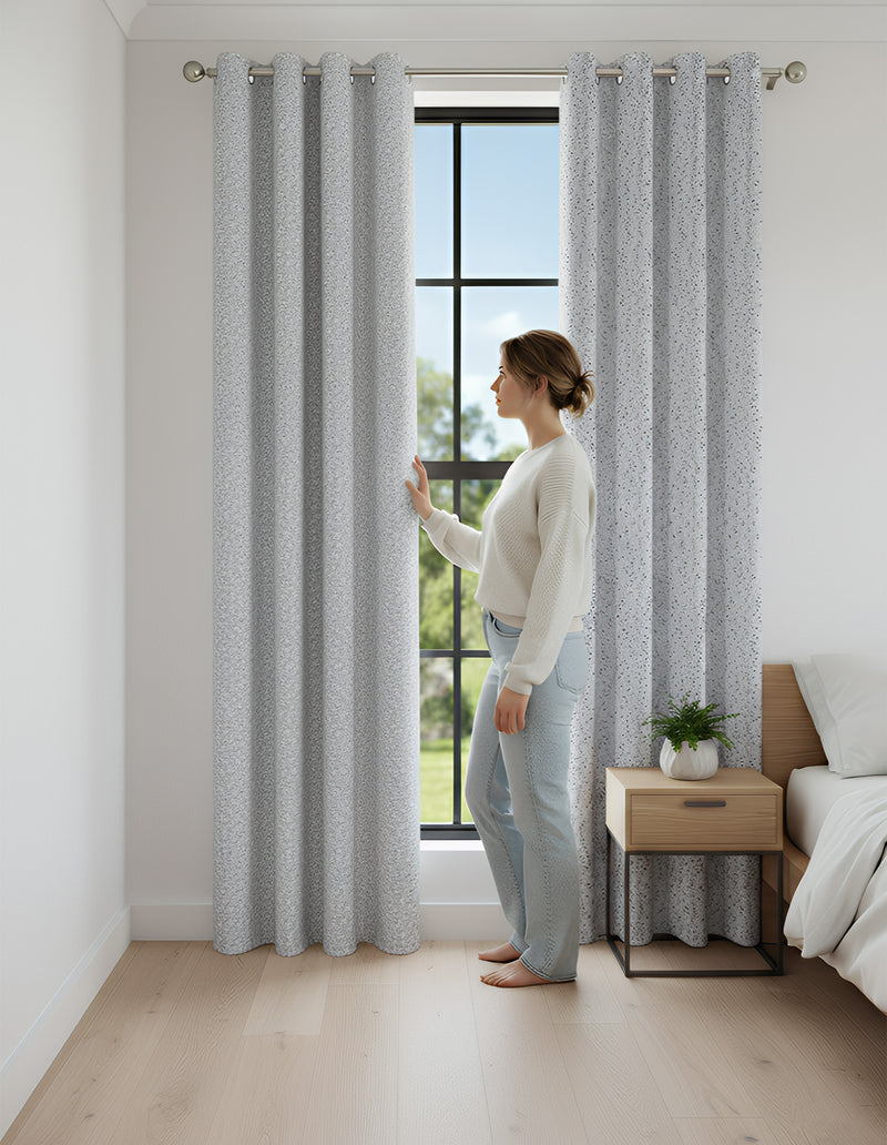 Anydrape Grey Luxury Retro Curtains – Modern Textured Drapes for Living Room, Bedroom & Dining Decor