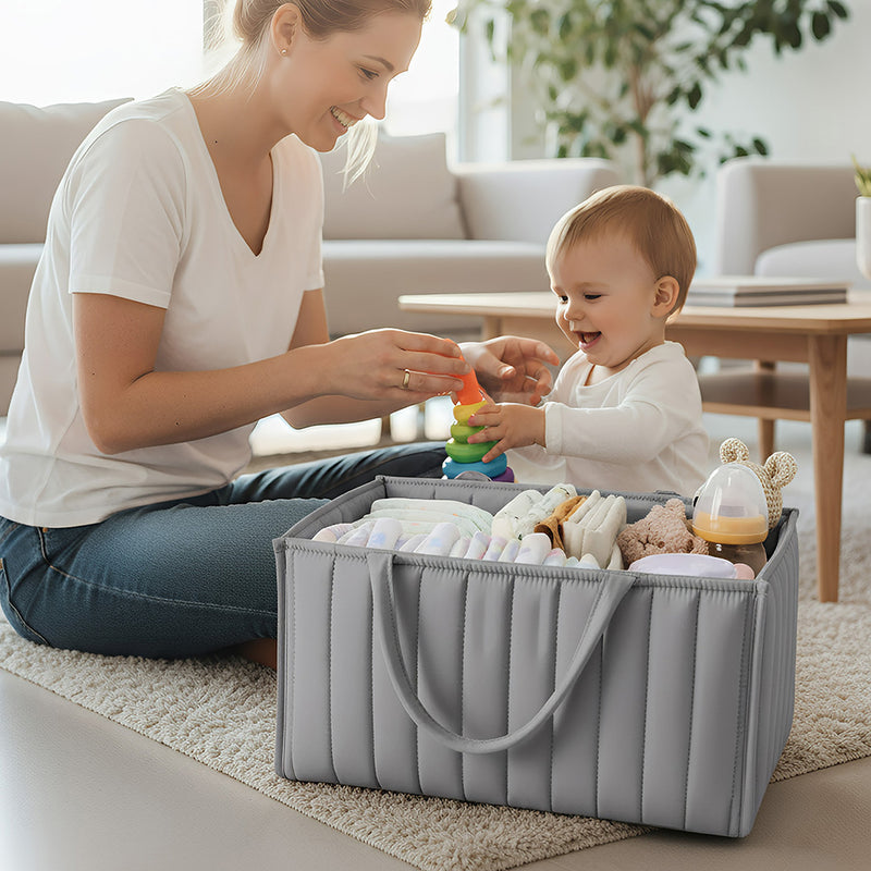 Anysort Mommy Diaper Bag Rectangular Line Pattern Basket Storage Stackers And Caddies Storage Organizer