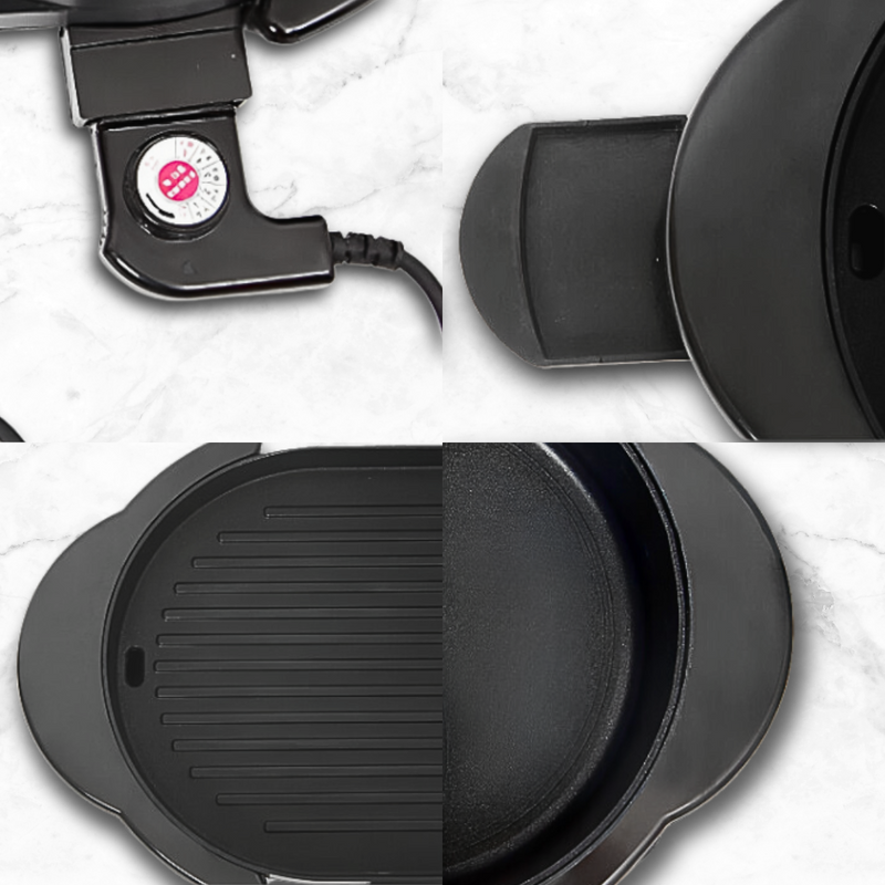 2 in 1 Electric Non-Stick BBQ Teppanyaki Grill Plate Steamboat Dual Sided Hotpot