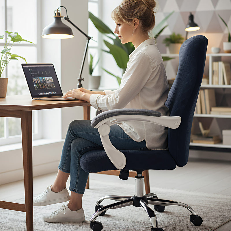 Anyseat Navy Office Chair Cover – Waterproof Stretchable Spandex Jacquard Slipcover, Anti‑Dirt Protection