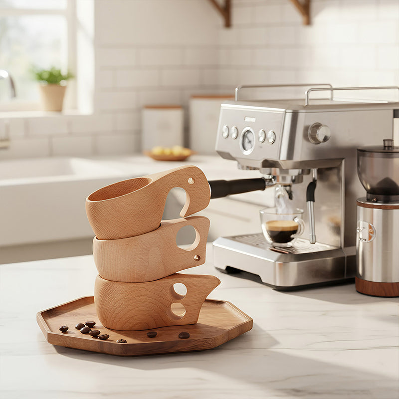 Anygleam Brown Style 2 Wooden Cup Coffee Mug Kitchen Tools Accessories