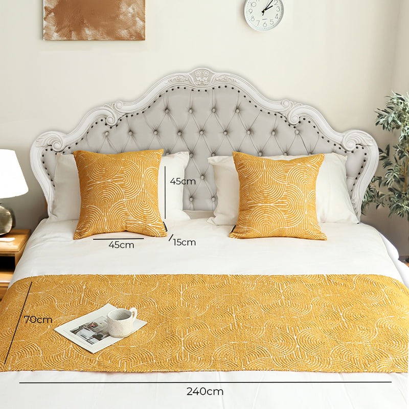 1.8m Bed 3D Arched Bed Banner Vintage Scarf Runner Bedding Tail Pad Flag 3Pcs Set