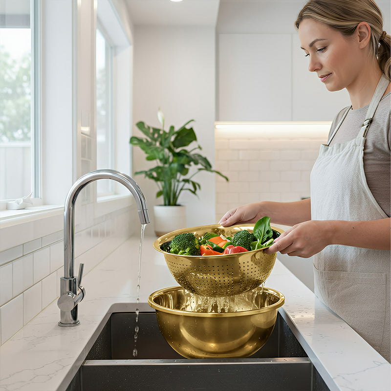 Anygleam Gold Stainless Steel Food Slicer – Multi-Function Kitchen Tool for Effortless Fruit & Vegetable Prep