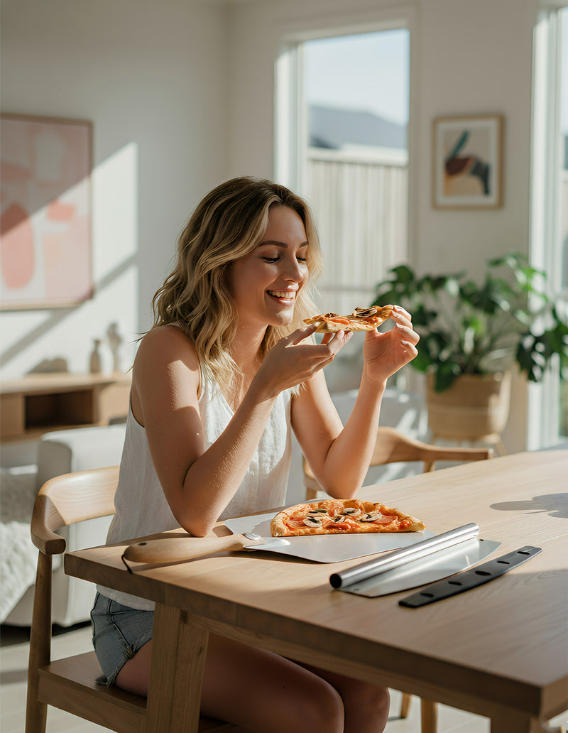 Anygleam 35.5x30.5cm Pizza Cutter and Shovel With Foldable Wooden Handle Bakeware Kitchen Tools No Oxidation