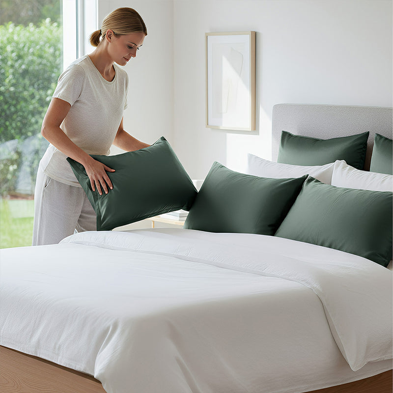 ANYHOUZ Pillowcase 50x90cm Green Pure Real Silk For Comfortable And Relaxing Home Bed