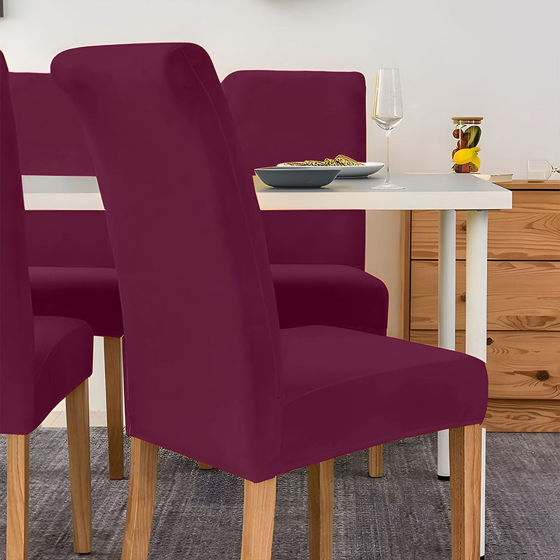 Anyseat Purple Velvet Dining Chair Cover – Plush Stretchable Slipcover for Kitchen & Dining Room Chairs