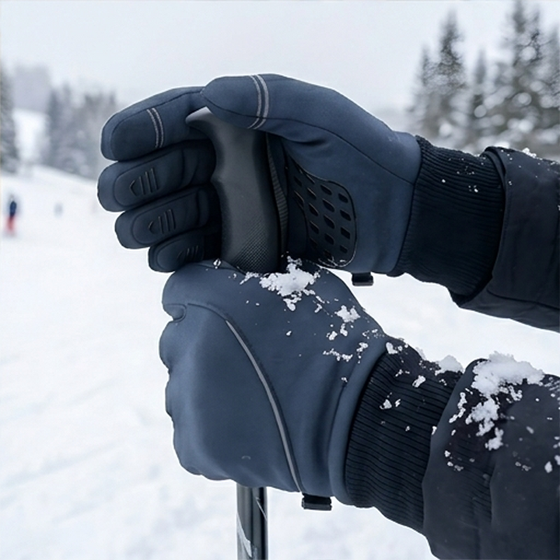 Gray Thermal Touchscreen Gloves – Anti‑Slip Winter Sports Gloves for Men & Women