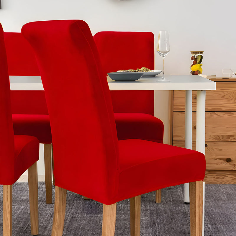 Anyseat Red Velvet Dining Chair Cover – Plush Stretchable Slipcover for Kitchen & Dining Room Chairs