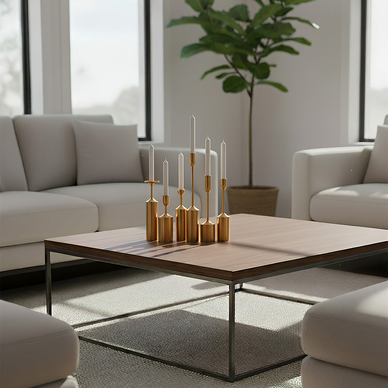 ANYDECO 6pc Luxury Gold Metal Candle Holder Tabletop Home Decor Modern Art Living Room Display House Decorative Crafts Metal Ornaments