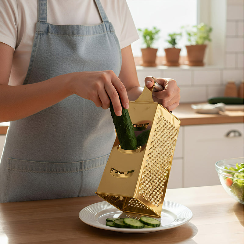 Anygleam Gold Stainless Steel Food Slicer – Multi-Function Kitchen Tool for Fruits, Vegetables & More