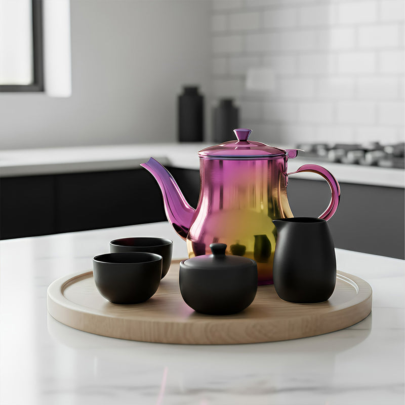 Anygleam Pink Rainbow Stainless Steel Teapot with Filter – Multi-Purpose Kettle for Coffee, Tea, Oil & Seasonings