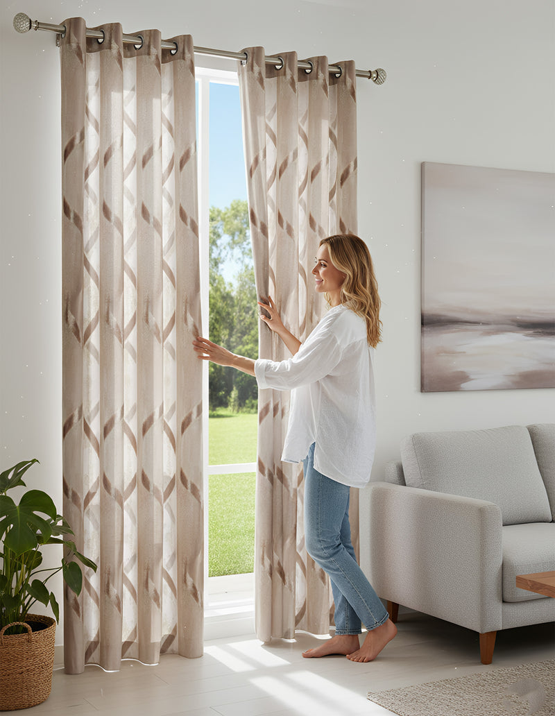 Anydrape Brown Luxury Retro Curtains – Modern Textured Drapes for Living Room, Bedroom & Dining Decor