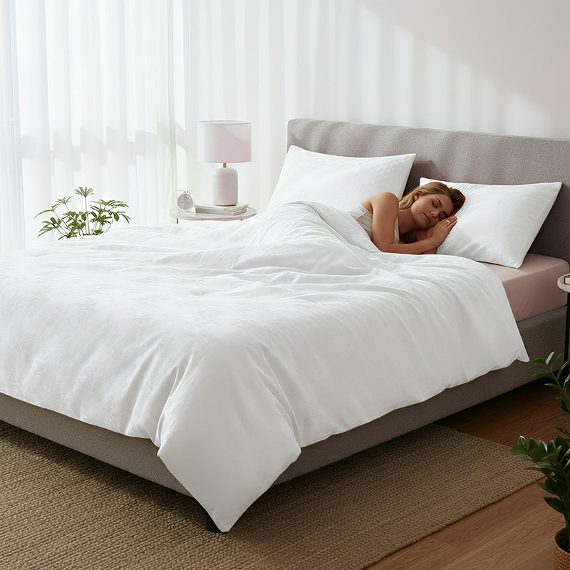 ANYHOUZ Duvet Cover White Ultra Soft Cotton Quilt Bed Comforter 3000G