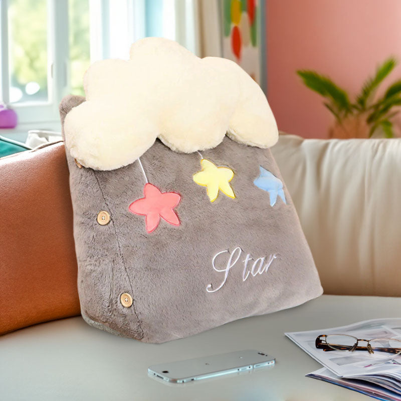 Anyseat Seat Cushion 2PC Grey Cute Cloud Soft Leaning Lumbar Wedge Pillow Bedside Plush Home Decor