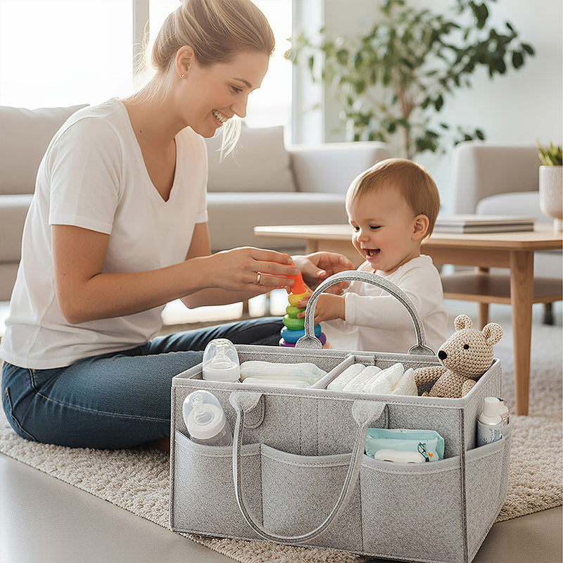 Anysort Mommy Diaper Bag Light Grey Organizer Multifunctional Newborn Things Nursery Stackers and Caddies Pouch Large Storage