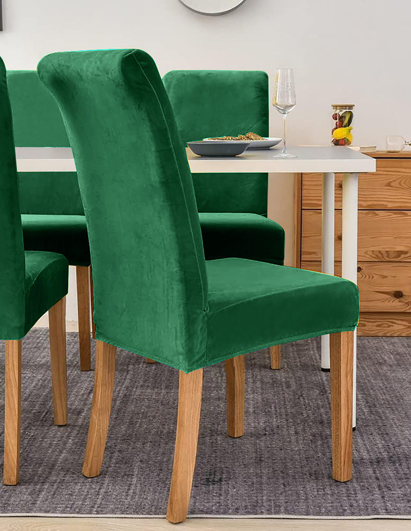 Anyseat Chair Cover Green Velvet Plush Slipcover for Dining Kitchen