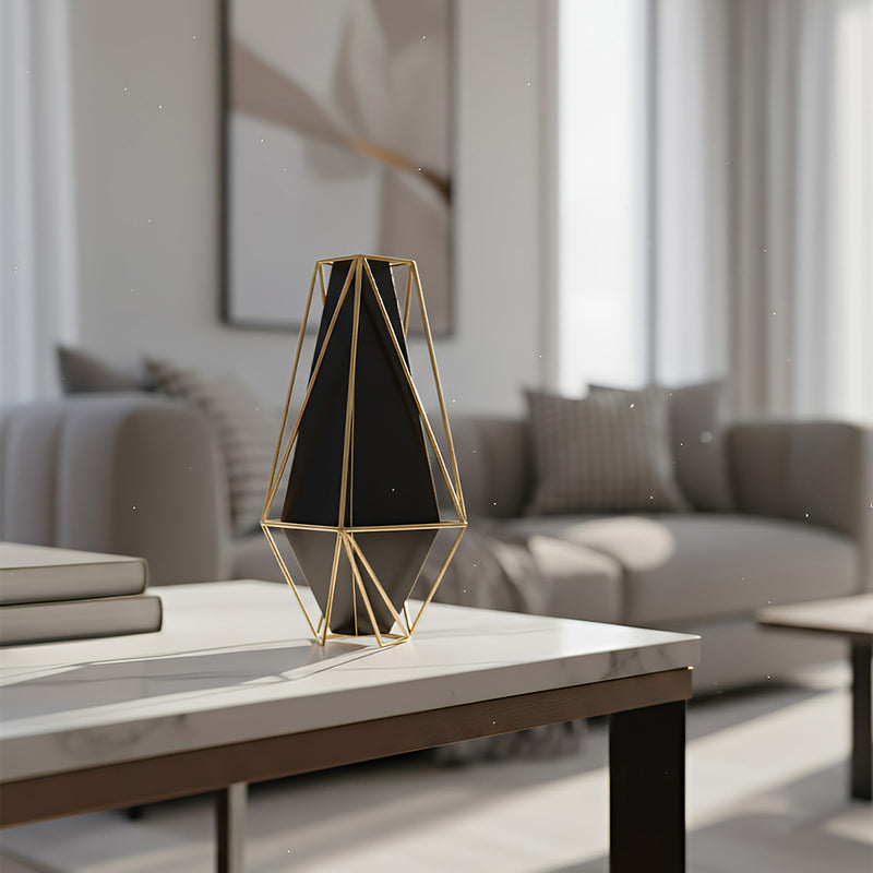 ANYDECO 34cm Gold Black Luxury Tabletop Home Decor Modern Art Living Room Display House Decorative Crafts Metal Ornaments